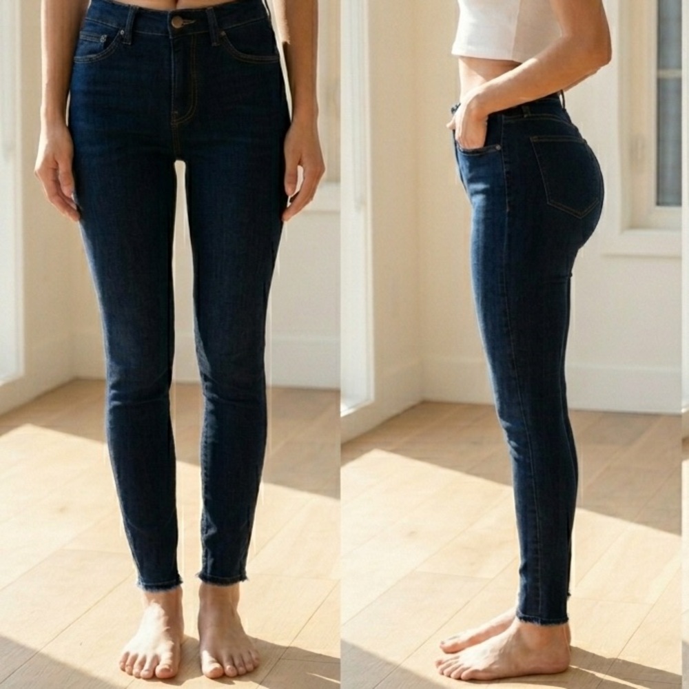 Fashion Nova High-Rise Dark Blue Skinny Jeans